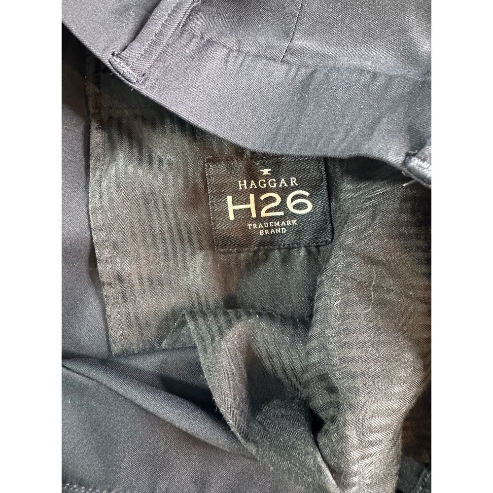Haggar H26 Black Dress Pants Mens 36x32 Flat Front Career Stretch - Picture 3 of 8